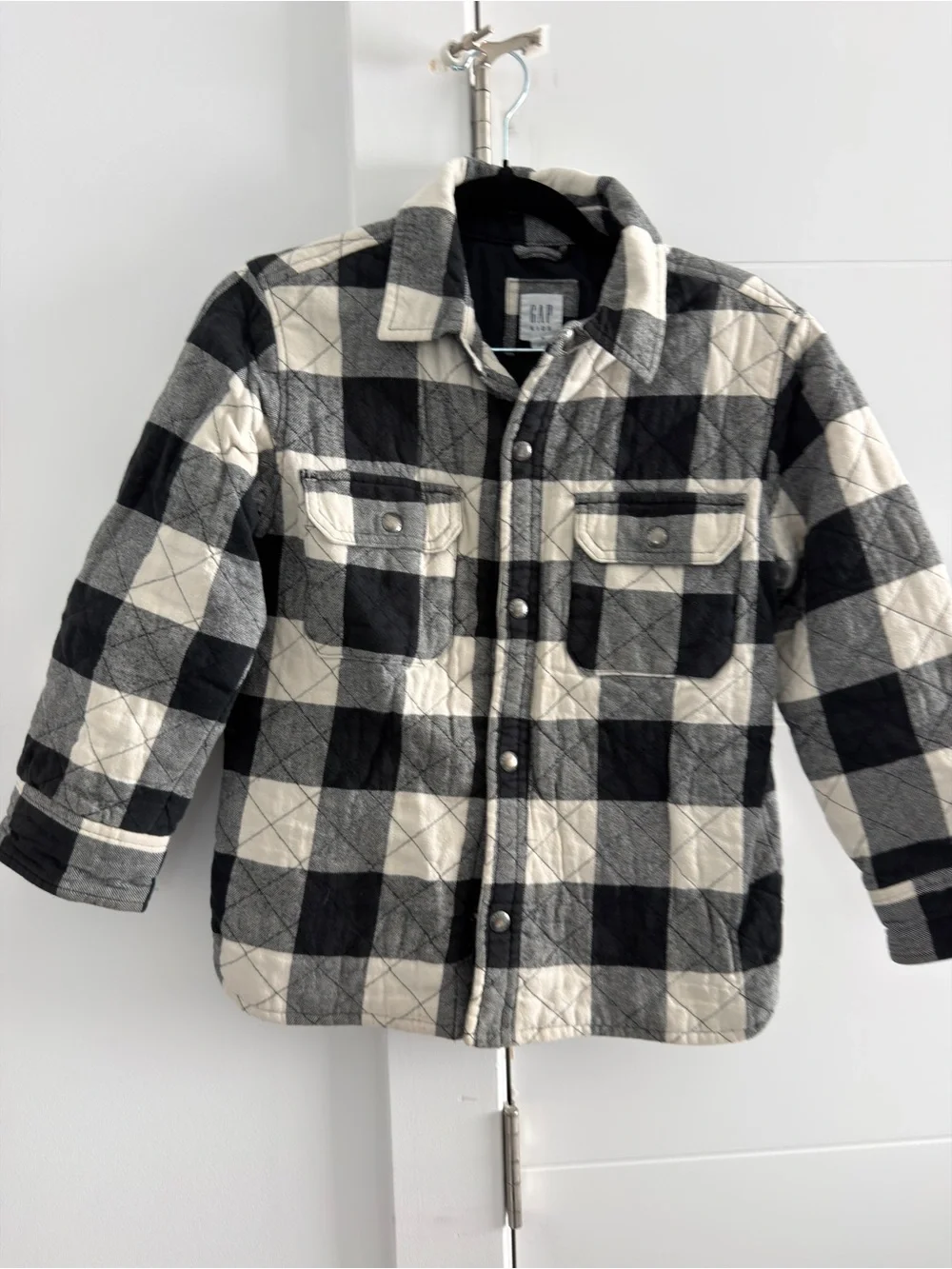 GAP Kids Quilted Buffalo Plaid Jacket - Black & Cream